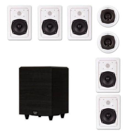 Acoustic Audio HT-57 In-Wall/Ceiling 7.1 Home Theater Speakers and 8