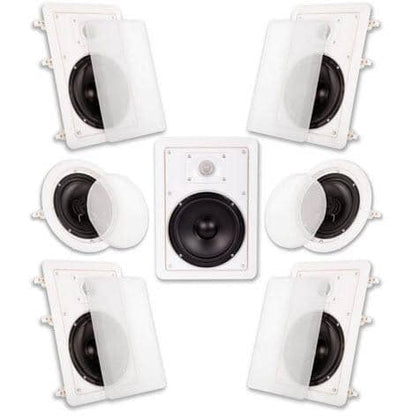 Acoustic Audio HT-57 In Wall In Ceiling 1400 Watt Home Theater 7 Speaker System