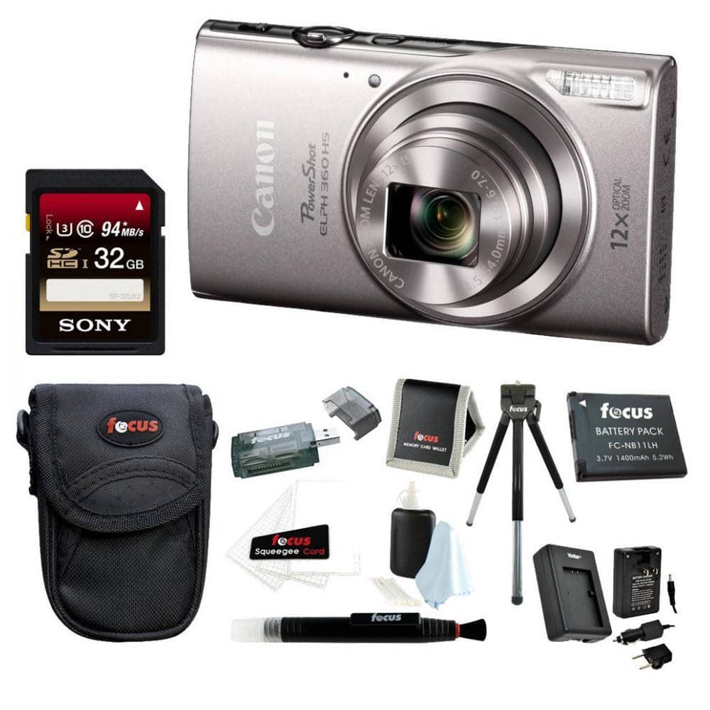 Canon PowerShot ELPH 180 20 MP Digital Camera - 32GB Accessory Bundle - Silver