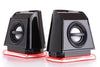 GOgroove 2MX LED Computer Speakers with Passive Subwoofer, Red Glowing Lights and Volume Control