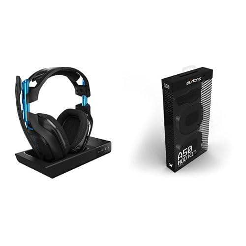 ASTRO Gaming - A50 Wireless Dolby Gaming Headset - Black/Blue + A50 Noise-Isolating Mod Kit