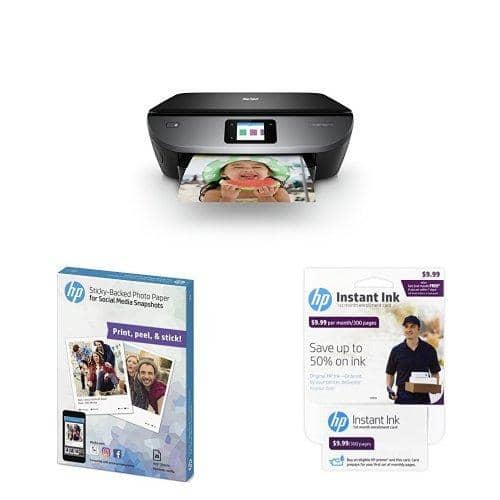 HP ENVY Photo 7155 and 2 Snapshots, and Instant Ink card Bundle - Black