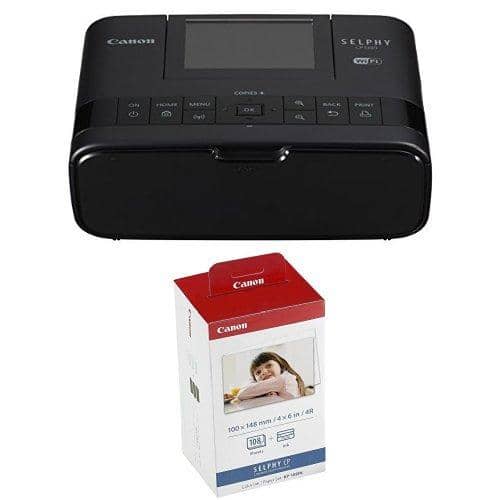 Canon SELPHY CP1300 Wireless Compact Photo Printer with AirPrint and Mopria Device Printing Bundle - Black