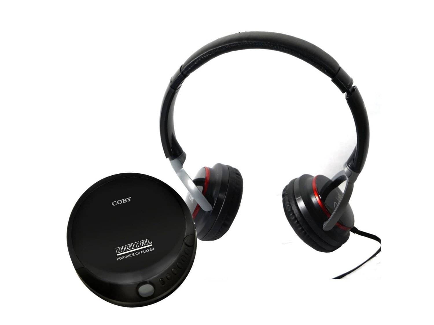 Coby Portable Compact CD Player Headphones - Black
