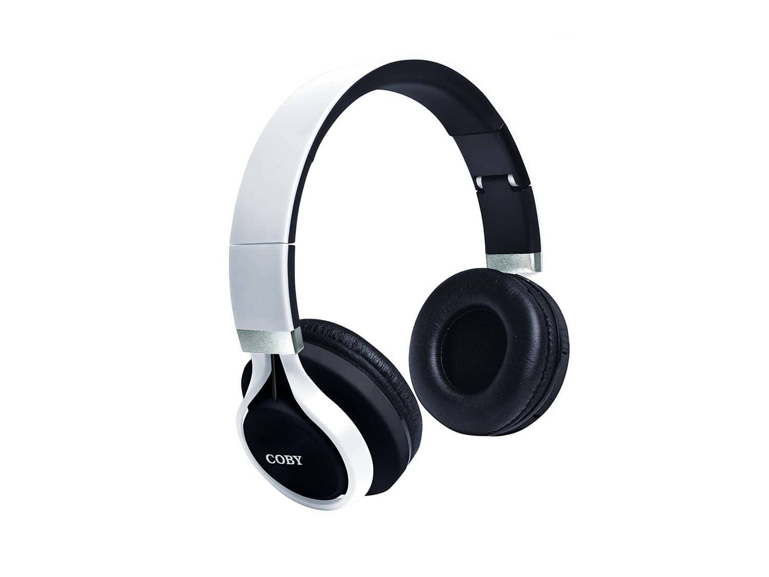 Coby CHBT-612-BLK Force Folding Bluetooth Headphones with Built-In Mic - White