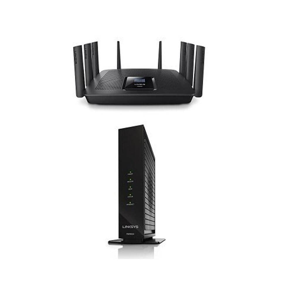 Linksys AC5400 Tri Band Wireless Routerand Linksys High Speed DOCSIS 3.0 Cable Modemand Linksys High Speed DOCSIS 3.0 Cable Modem