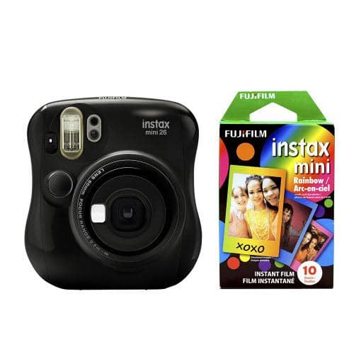 Fujifilm Instax Mini 26 + Rainbow Film Bundle - Black