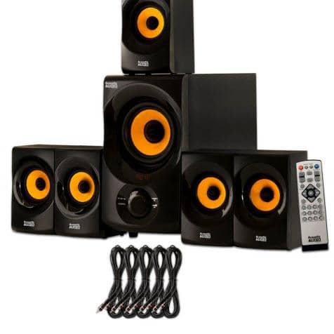 Acoustic Audio AA5170 Home Theater 5.1 Bluetooth Speaker System with FM and 5 Extension Cables