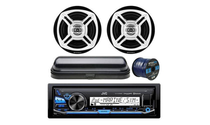 JVC KD-X33MBS In-Dash Marine Boat Bluetooth Radio USB Receiver Bundle