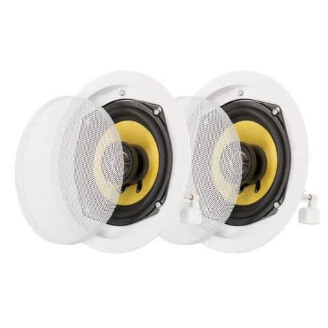 Acoustic Audio HD-8Pr 8-Inch Round 2 Way Kevlar Speakers (White)
