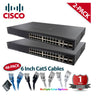 Two Cisco SG350X-24MP Layer 3 Managed Gigabit Switches with 48 x Black Cat5 Cables