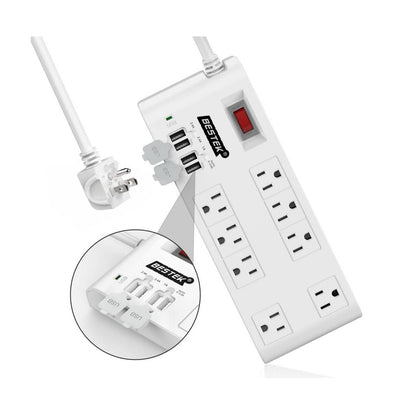 BESTEK 8-Outlet Surge Protector Power Strip with 4 USB Charging Ports
