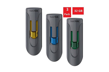 SanDisk Fast Performance Password Protected Cruzer Glide USB 3.0 Flash Drive - 3 Pack