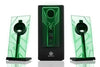 GOgroove BassPULSE 2.1 Computer Speakers with Green LED Glow Lights and Powered Subwoofer