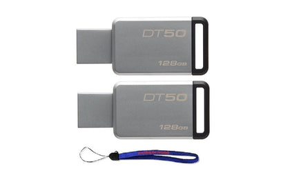 Kingston (TM) Digital 128GB (2 Pack) USB 3.0 Data Traveler 50 Flash Drive - Black