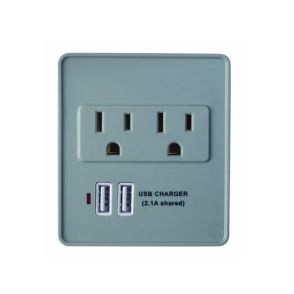 Woods 041051 Dual USB Charger 2-Outlet Surge Protector with Built-in Cradle, 245-Joules of Protection