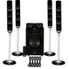 Acoustic Audio AAT2000 Tower 5.1 Home Theater Bluetooth Speaker System and 5 Extension Cables