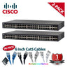 Two Cisco SG550X-48-K9-NA 48-Port Gigabit Managed Switches with 96 x Black Cat5 Cables