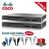 Two Cisco SG500XG-8F8T-K9-NA 16-Port Gigabit PoE Switches with 32 x Black Cat5 Cables