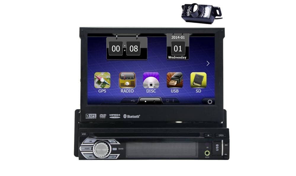 Eincar Universal Single 1 DIN 7 inch Motorized HD Touchscreen Car Stereo Autoradio GPS CD DVD Player Receiver