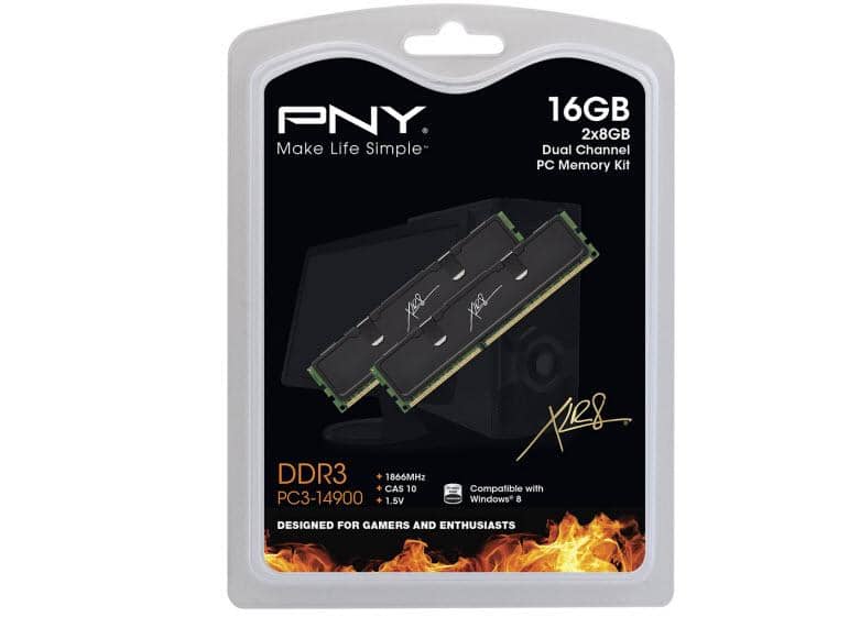 PNY - 16 GB (2PK x 8GB) 1.8 GHz DDR3 DIMM Desktop Memory Kit - Black