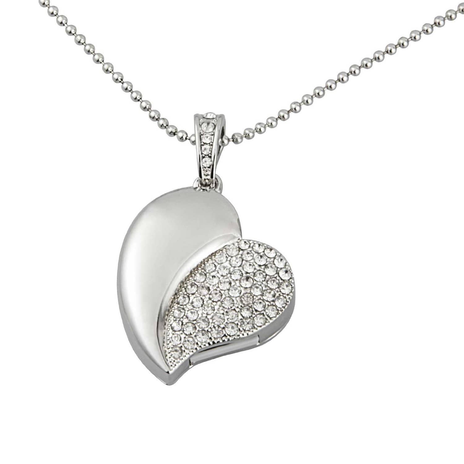 KOOTION Crystal Asymmetric Heart Shape Jewelry 8GB
