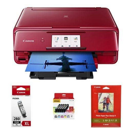 Canon 2230C022 Wireless All-In-One Printer with Scanner and Copier Deluxe Pack - Red