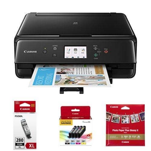 Canon TS6120 Wireless All-In-One Printer with Scanner and Copier Ink and Paper Bundle - Black