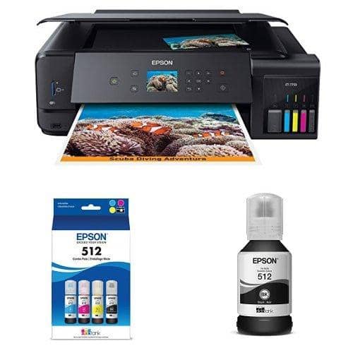 Epson Expression Premium ET-7750 EcoTank Wireless Wide-format 5-Color All-in-One Supertank Ink Combo