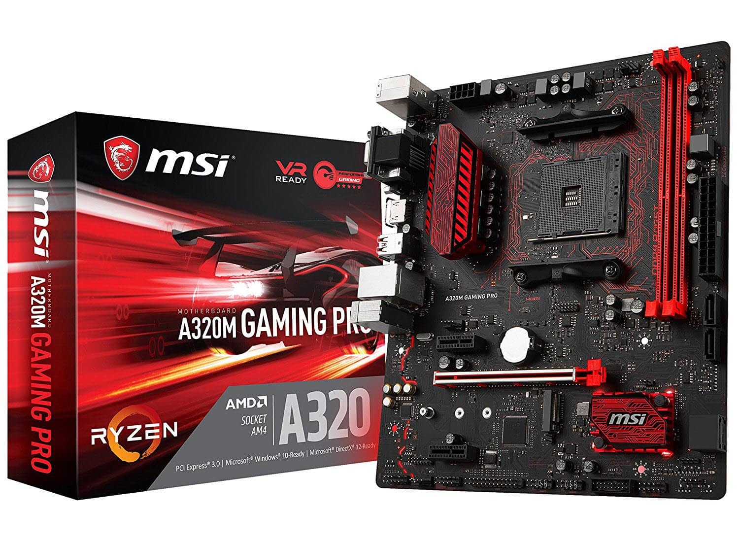 MSI Gaming AMD Ryzen A320 DDR4 VR Ready HDMI USB 3 micro-ATX Motherboard