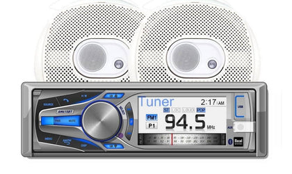 Dual AMCP615BT Marine Stereo CD Receiver with 3-Inch Color LCD and Bluetooth Speakers