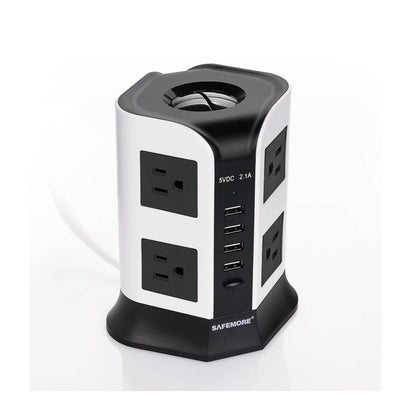SAFEMORE Smart Power Plug Surge Protector Power Strip Tower 8-Outlet 4-USB