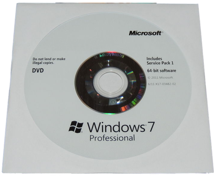 Microsoft Windows 7 Professional 64 Bit Installation Disc