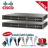 CTwo Cisco SG500-52 52-Port Gigabit Stackable Managed Switches with 104 x Blue Cat5 Cables