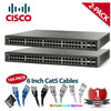 Two Cisco SG500-52 52-Port Gigabit Stackable Managed Switches with 104 x Black Cat5 Cables