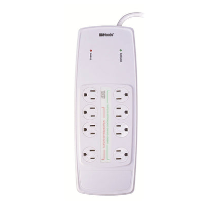 Woods 041708 8-Outlet Electronics Energy-Saving Surge Protectors, 6-Feet Cord (White)