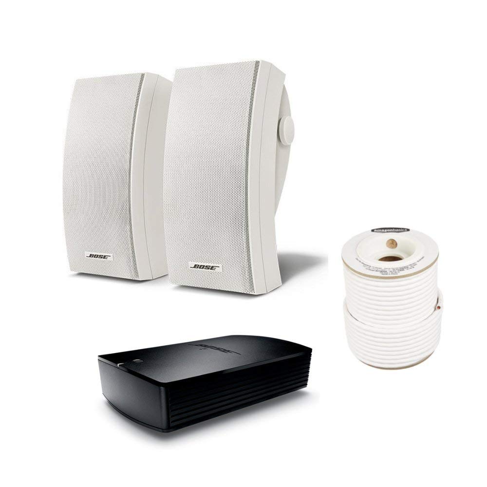 Bose 251 Wall Mount Outdoor Environmental Speakers (White) + AMP and Speaker Wire