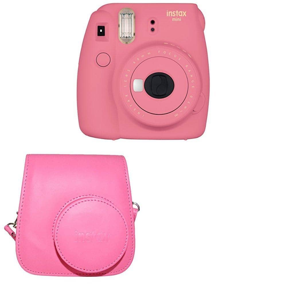 Fujifilm Instax Mini 9 Instant Camera with Instax Groovy Camera Case (Flamingo Pink)