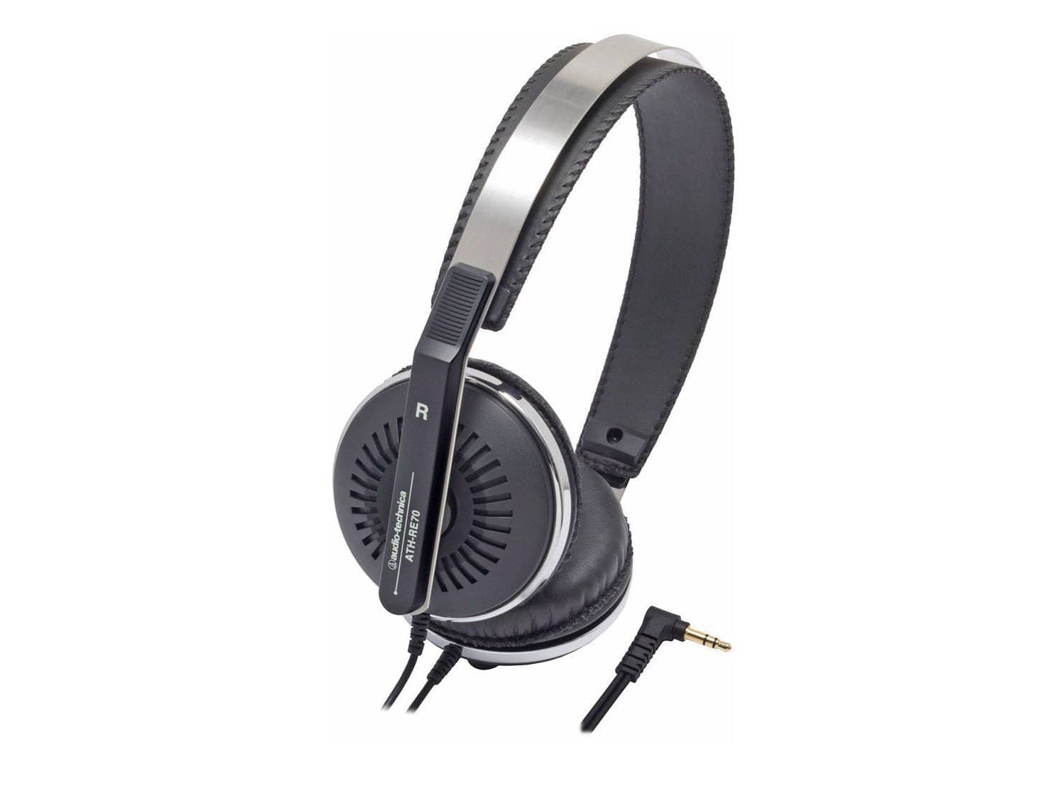 Audio Technica ATH-RE70BK Classic Retro Style On-Ear Headphones - Black