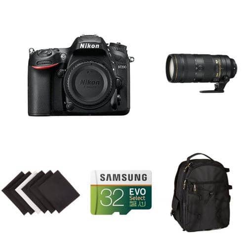 Nikon D7200 DX-format DSLR Body (Black) Compact Zoom and Telephoto Lens Kit
