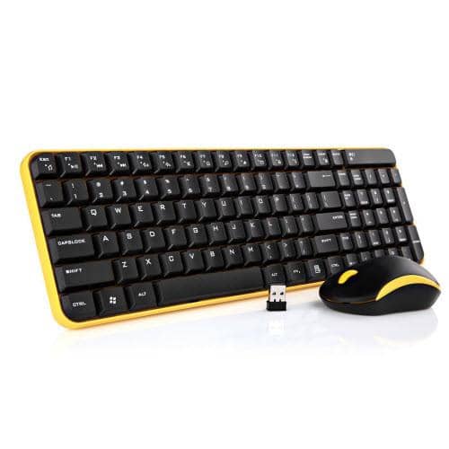 Jelly Comb MK08 Ultra Compact Wireless Keyboard and Mouse Combo - Black / Yellow
