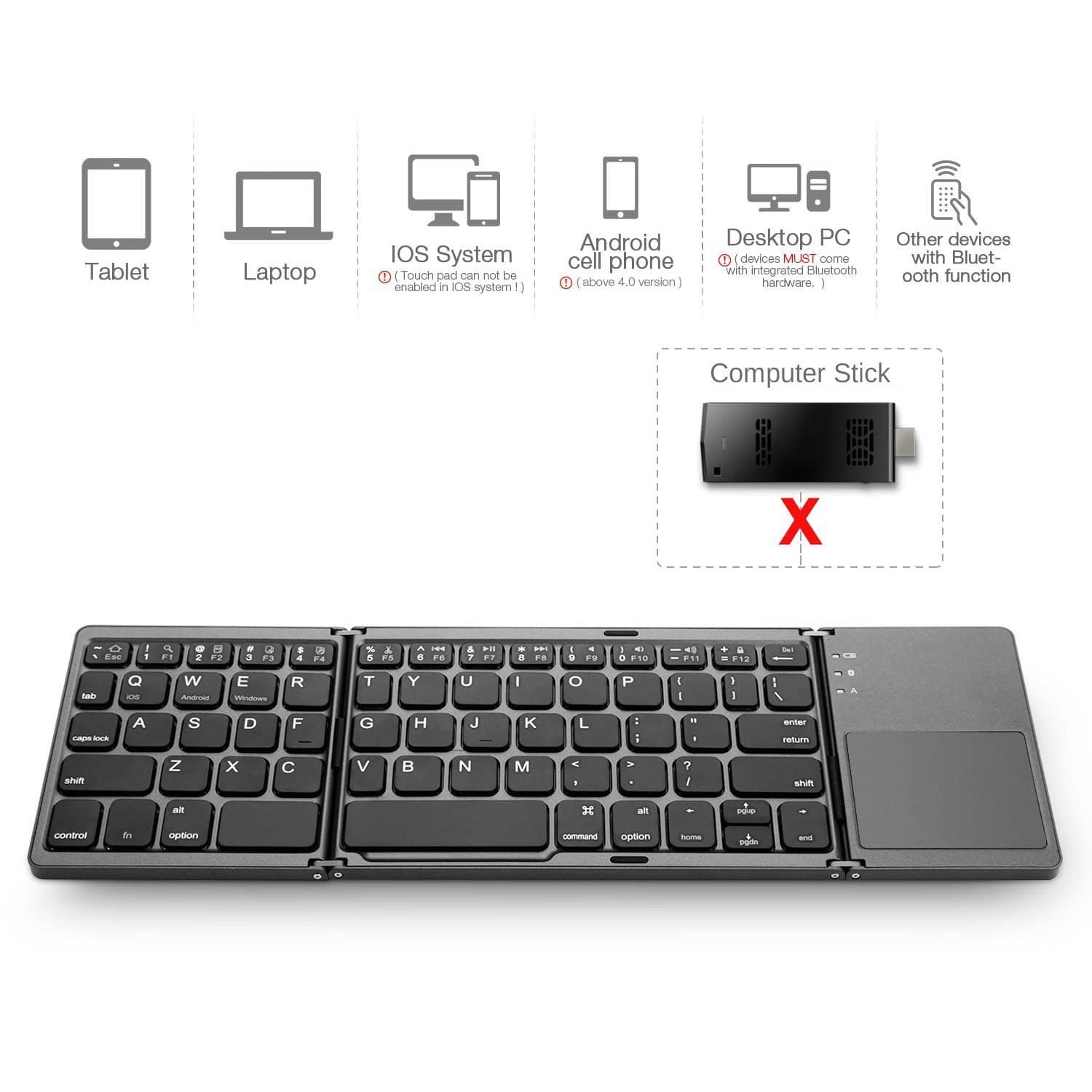 Jelly Comb Rechargeable Portable BT Wireless Foldable Mini Keyboard