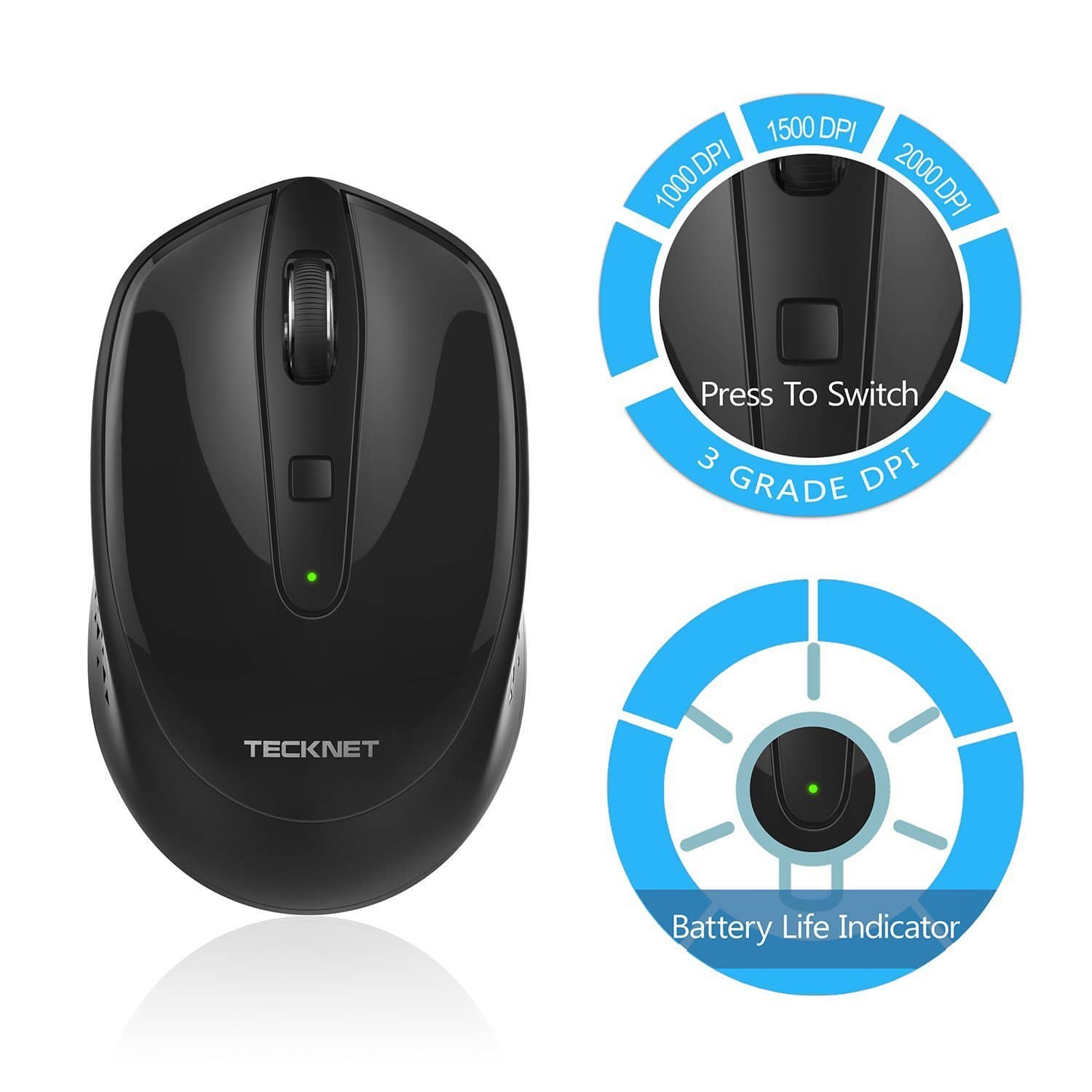 TeckNet Omni Mini 2.4G Wireless Mouse - Black