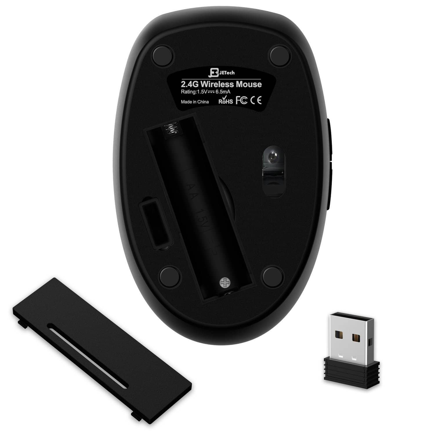 JETech M0886 2.4Ghz Wireless Mobile Optical Mouse - Black