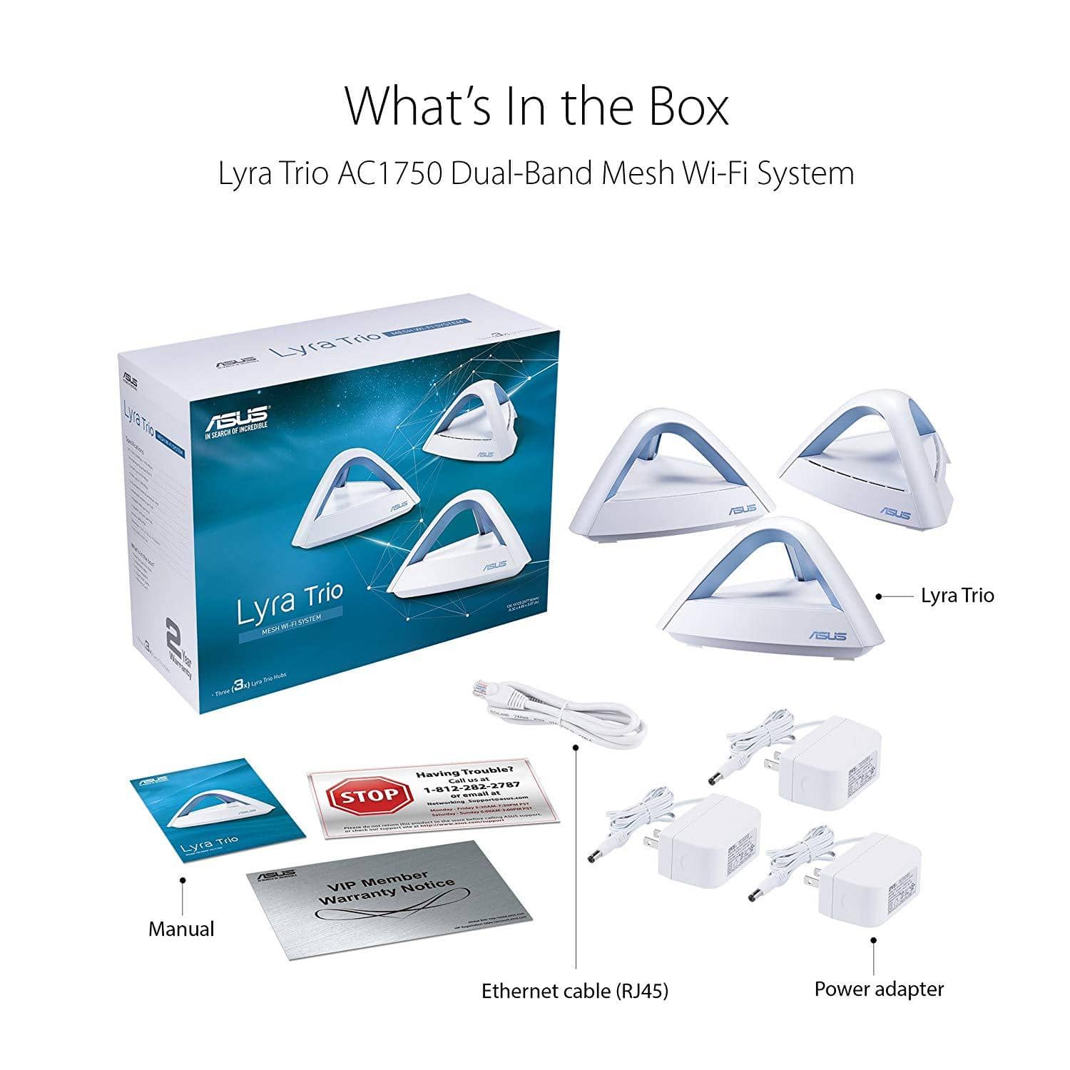 ASUS Lyra Trio (3 packs) Home Mesh WiFi System (AC1750)