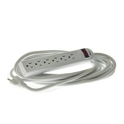 Digital Energy 6-Outlet Surge Protector Power Strip with 15-Ft Long Extension Cord, White