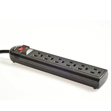 Digital Energy 6-Outlet Surge Protector Power Strip with 8-Ft Long Extension Cord, Black