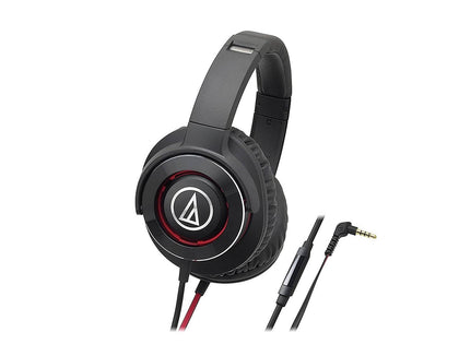 Audio-Technica ATH-WS770iSBRD Solid Bass Over-Ear Headphones -Black/Red