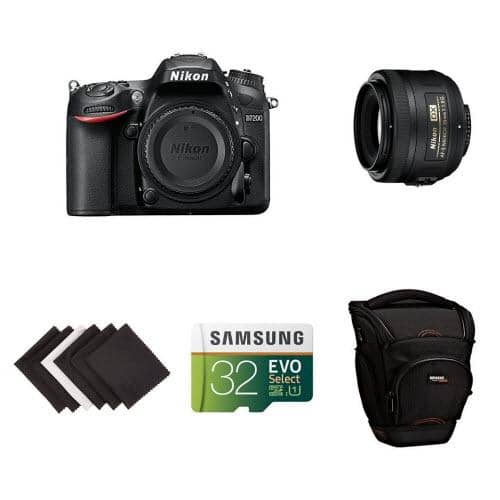 Nikon D7200 DX-format DSLR Body (Black) Portrait and Prime Photography Lens Kit