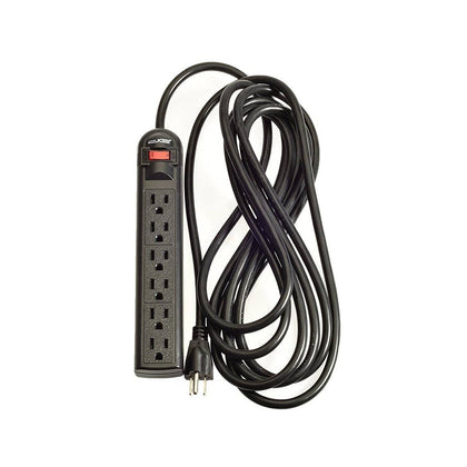 Digital Energy 6-Outlet Surge Protector Power Strip with 15-Ft Long Extension Cord, Black